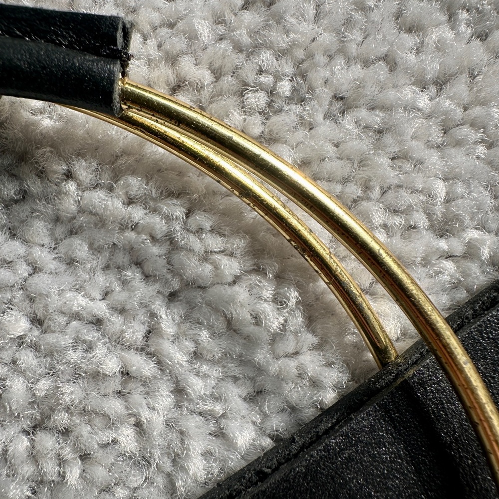 Tribe alive black nubuck leather gold circle double handled purse - Picture 7 of 8